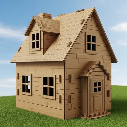 Cardboard House Design - Playful and Whimsical Scene