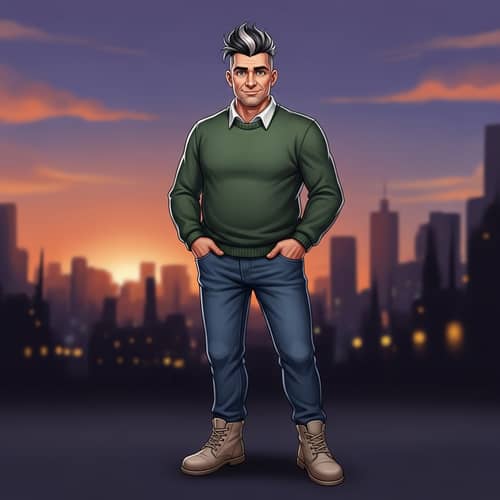 Unique Middle-Aged Caucasian Man Illustration