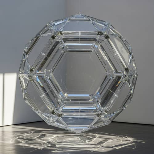 Clear Glass Dodecahedron Sculpture | Serene Light Show