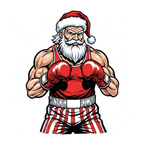 Christmas Santa Claus Boxing T-shirt Illustration