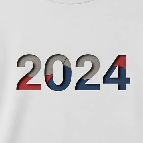 Creative 2024 Year T-Shirt Design - Unique Textured Fabric