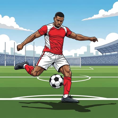 Athletic North African Football Player on Well-Maintained Pitch