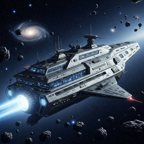 Futuristic Spaceship in Deep Space | Celestial Beauty
