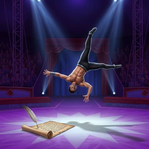 Enigmatic Acrobat's Breathtaking Circus Performance