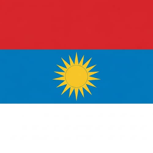 Flag with Red, Blue & White Stripes and Golden Sun | Symbol of Radiance