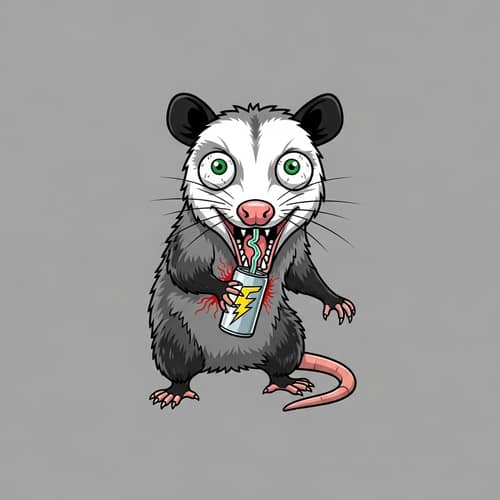 Dramatic Possum Caricature Vector Graphic for Heart Attack Theme