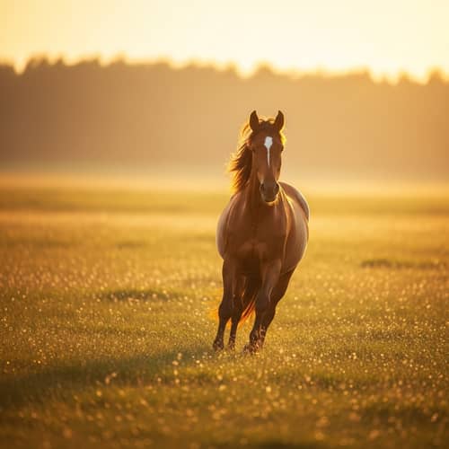 Graceful Horse Galloping in Sunlit Meadow | Equine Beauty