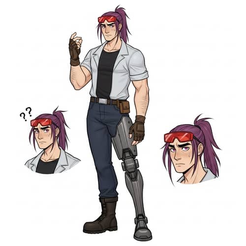 Tall Muscular European Mechanic | Unique Features and Expressions