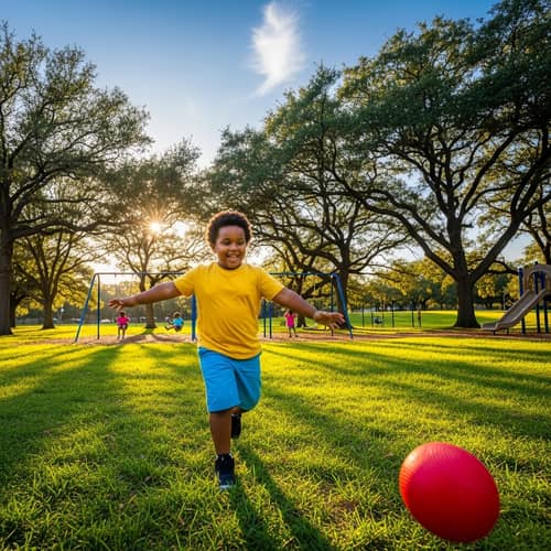 Plump African-American Child Playing in Park