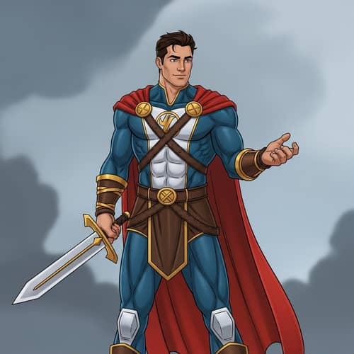 Brave Male Hero Personifying Strength and Kindness