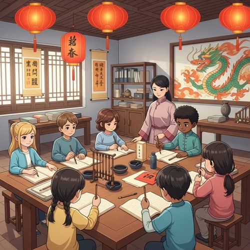 Diverse Traditional Chinese Classroom Scene