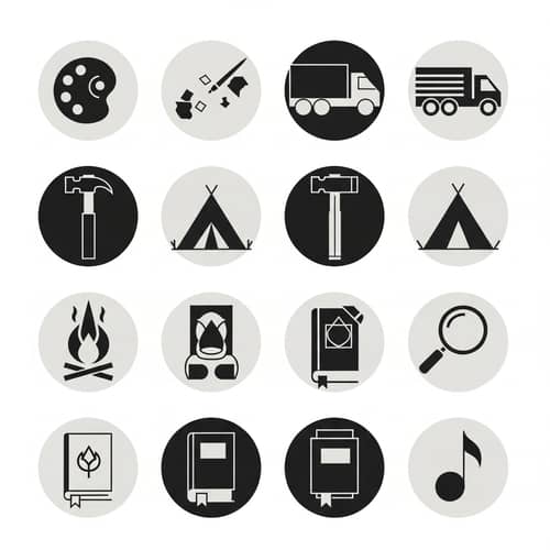 Minimalist Round Website Menu Icons | Russian Constructivism Theme