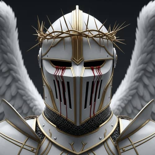 Knight in Shining Armor with White Hannya Helmet