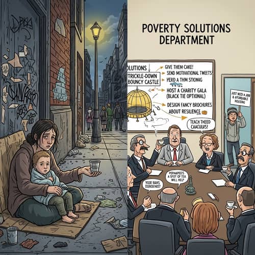 Poverty Illustrations: Realistic Struggles & Humorous Solutions