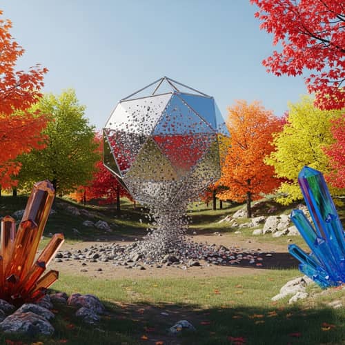 Reflective Geometric Object Melding with Colorful Crystals