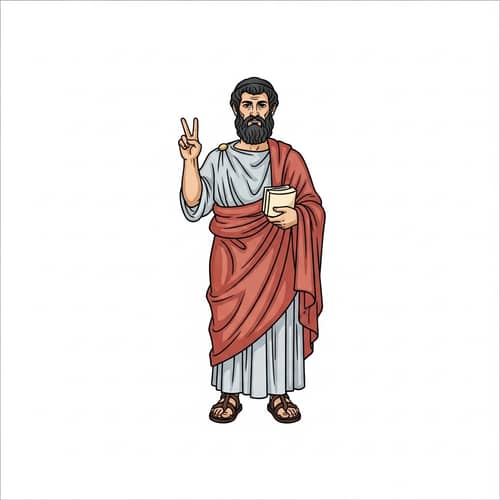Ancient Greek Era Philosophy Figure | Peace Sign Pose