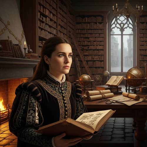 Historical Figure in Old Library - Wisdom of Bygone Era