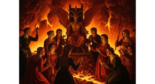 Women and Teenagers in Fiery Underworld worship Baphomet Women and Teenagers in Fiery Underworld worship Baphomet