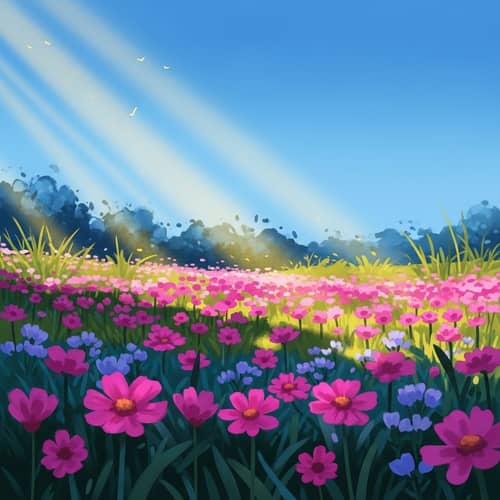 Vibrant Pink and Purple Flower Field | Scenic Nature Landscape
