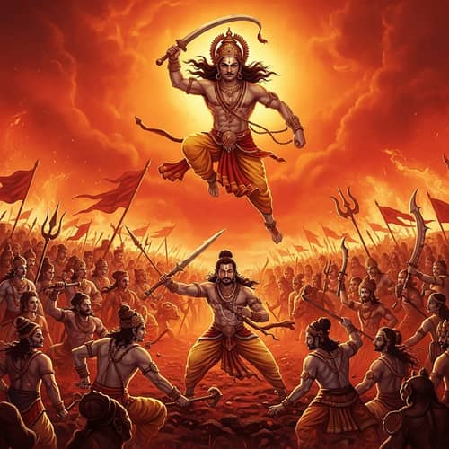Epic Mahabharata Battle Scene | Radiant Hues & Dramatic Poses