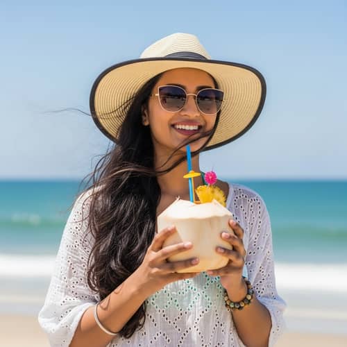 Stunning South Asian Woman at Sunny Beach | Summertime Beauty