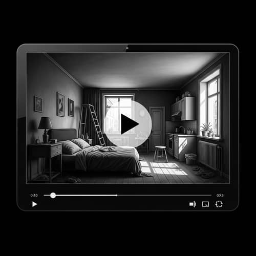 Vintage Black-and-White Video Player Artwork