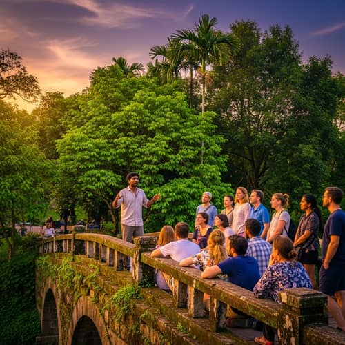 Storyteller on Bridge in Vietnam | Sunset Tale Narration