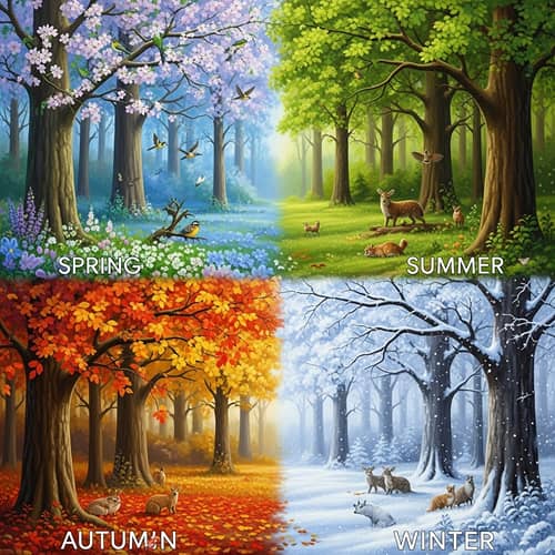 Seasons of a Temperate Forest: Spring, Summer, Autumn, Winter