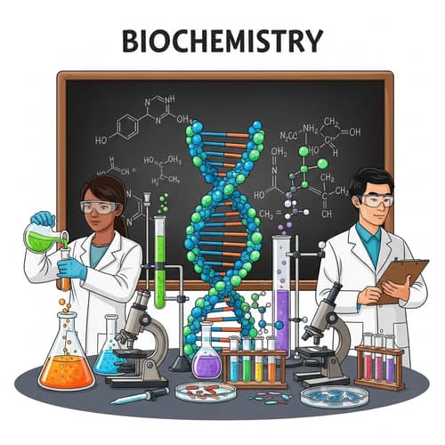 Biochemistry Vector Image: Double Helix DNA Structure & Biochemistry Tools