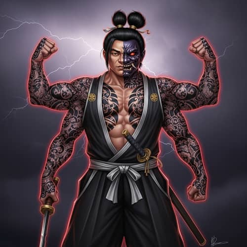 Sukuna: Menacing Dual-Faced Figure from Japanese Folklore