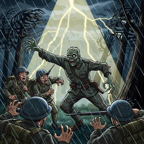 Zombie Soldier Attack in Forest Storm | Animated Artwork