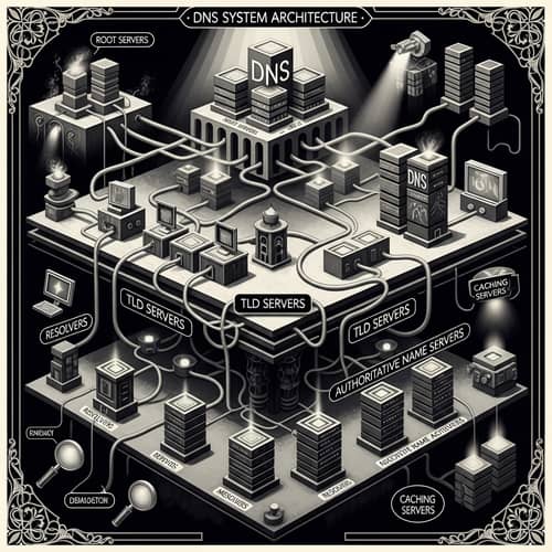 Vintage Domain Name System Setup Digital Painting Poster