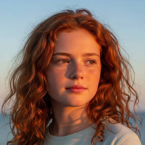 Ginger Girl with Freckles | Captivating Portrait in Serene Setting