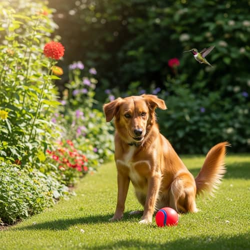 Golden Brown Domestic Canine in Sunny Garden