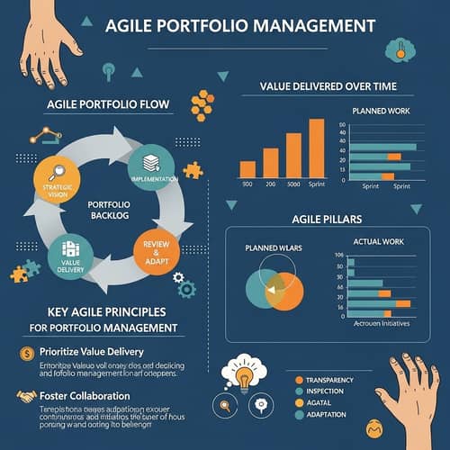 Agile Portfolio Management Infographic with Leading Hands