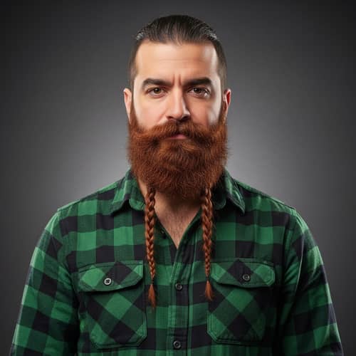 Strong Middle-Eastern Lumberjack in Green Flannel Shirt