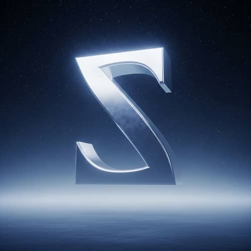 Majestic Silver 3D Sigma Symbol Amidst Starry Night Sky