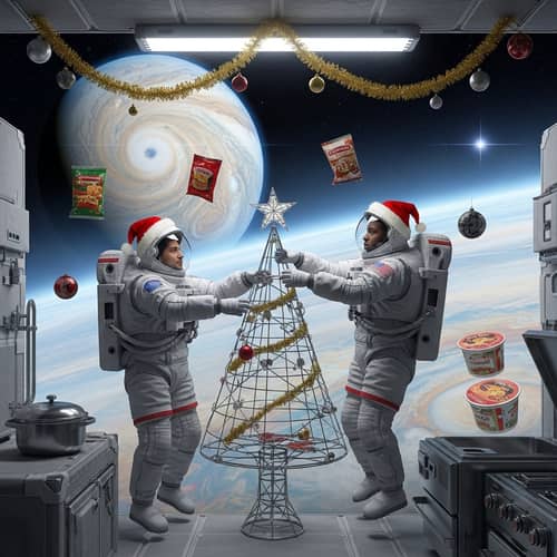 Christmas on Jupiter: Space Explorers Celebrate Amid Swirling Storms