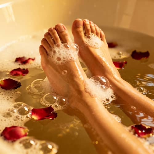 Luxurious Bubble Bath with Rose Petals Luxurious Bubble Bath with Rose Petals