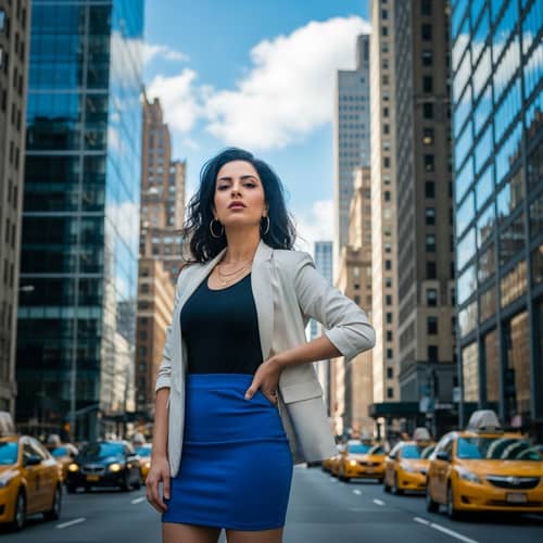 Stylish Middle-Eastern Woman in Vibrant Cityscape | Fashion