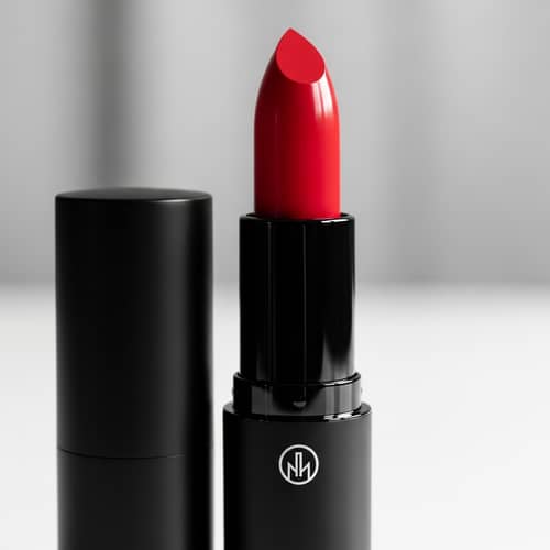 Luxurious Red Lipstick | Elegant Black Tube | Subtle Textures