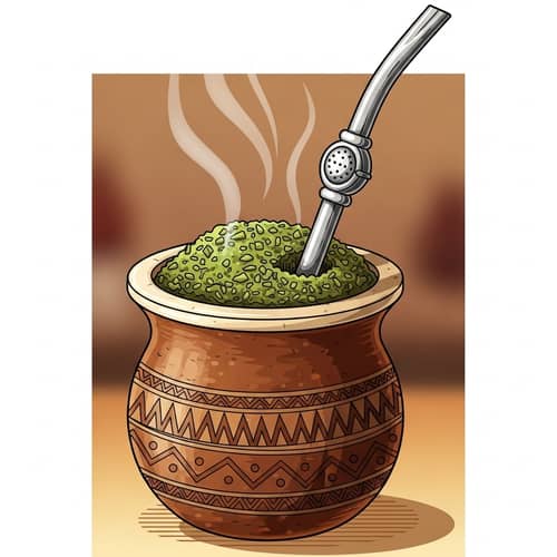 Traditional South American Yerba Mate: Gourd, Bombilla, and Aromatic Steam