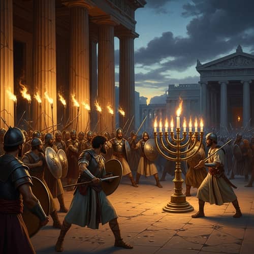 Maccabees Saving Chanukkah: Dramatic Oil Painting of Historical Event