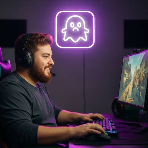 Ibai - Chubby Hispanic Streamer with Beard & Twitch Symbol