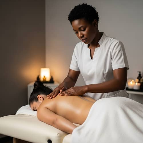 Black Masseuse Providing High-Quality Back Massage