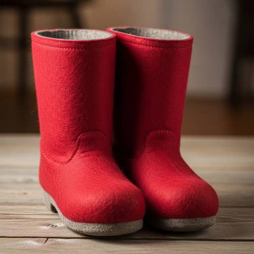 Red Valenki Boots - Traditional Russian Footwear