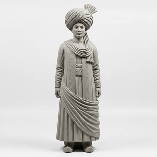 Intricately Detailed Stone Statue of Person in Afghan Attire