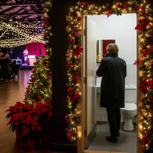 Christmas-Themed Award Ceremony Scene | Festive Atmosphere