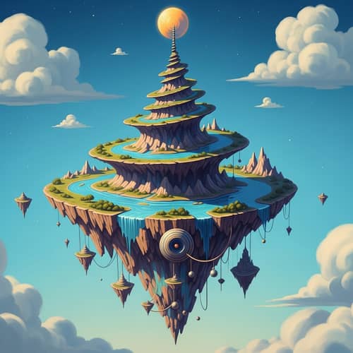 Fantastical Floating Island - Surreal Landscape Painting