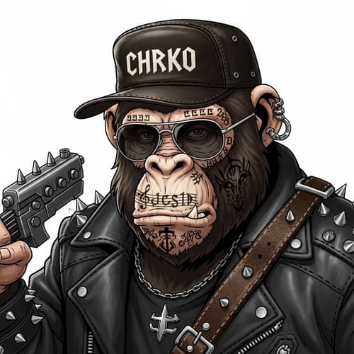 Rockstar Ape | CHRKO Gaming Avatar with Music-Themed Face Tattoo